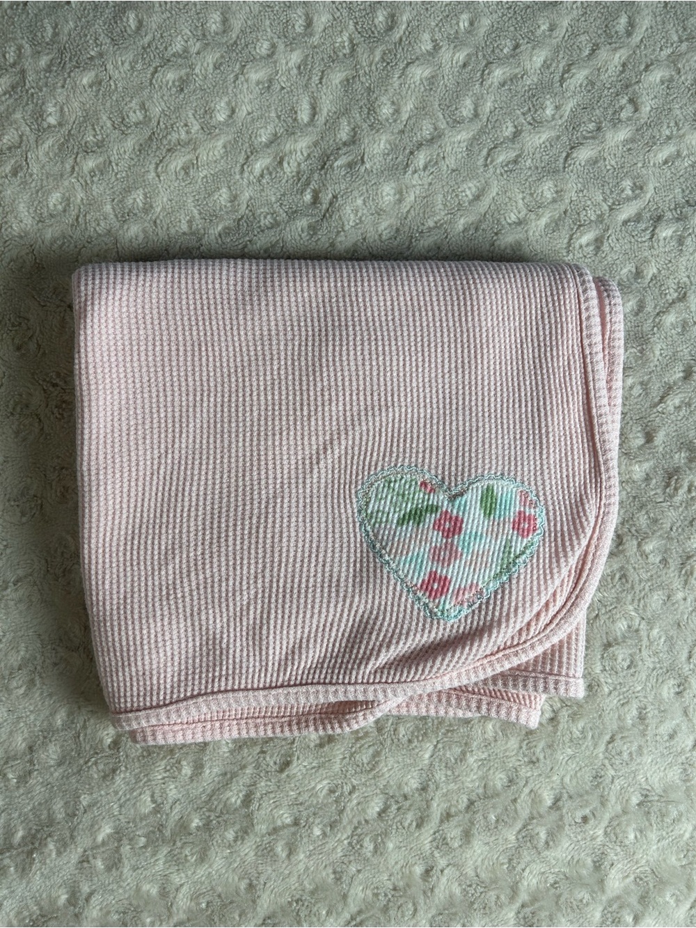 Just Born Pink Heart Baby Blanket Thermal Waffle Weave Floral Flower